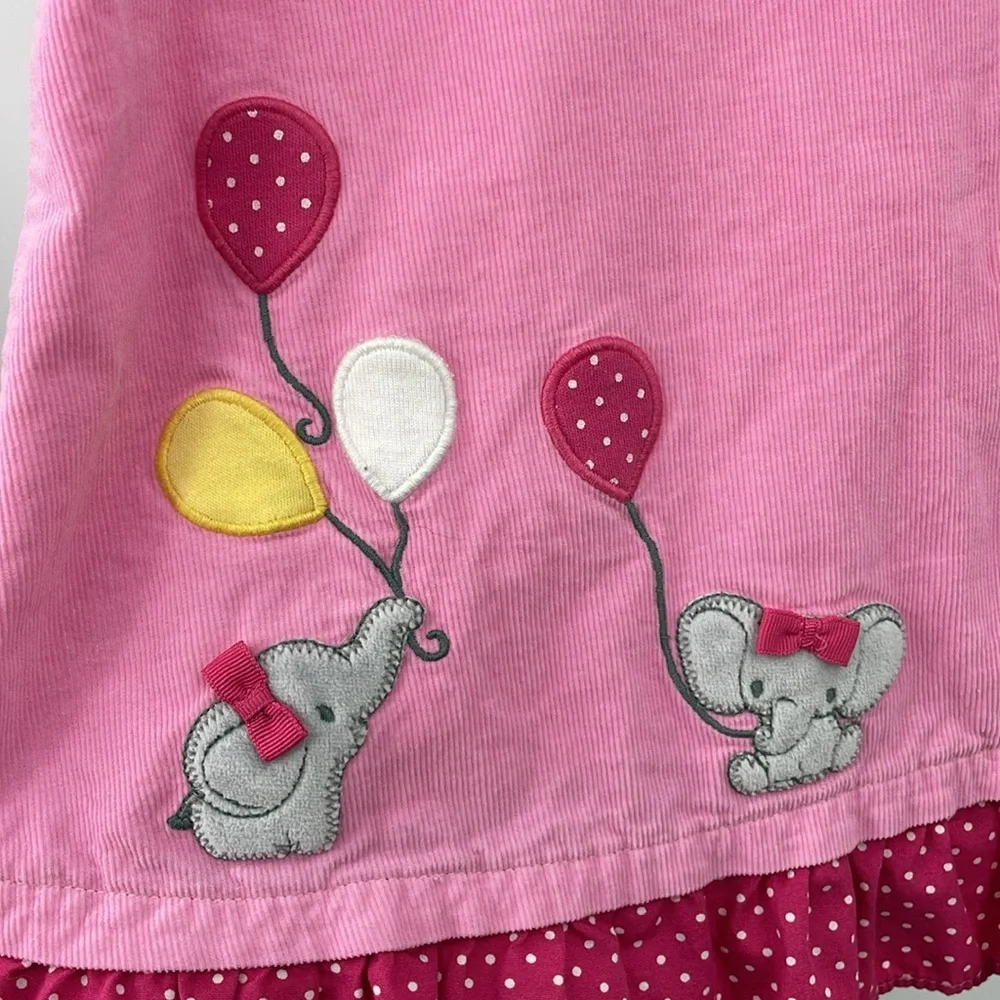 Gymboree pink elephant polka dot corduroy jumper dress Size 18 24 months